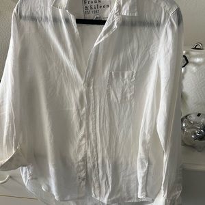 Frank and Eileen white linen button down blouse